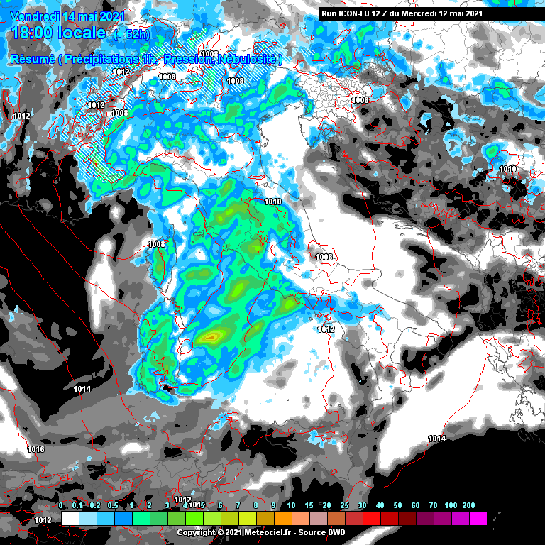 Riassunto Precipitazioni e Nuvolosità 14 Maggio 2021 Italia